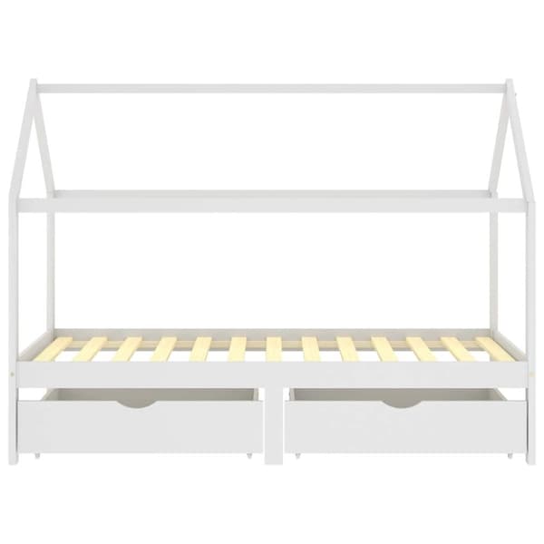 vidaXL Ramme for barneseng med skuffer hvit heltre furu 90x200 cm