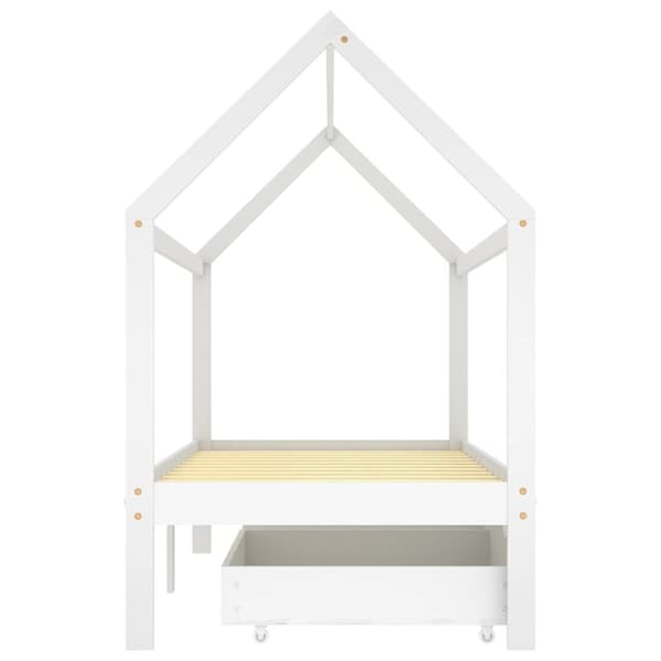 vidaXL Ramme for barneseng med skuffer hvit heltre furu 90x200 cm