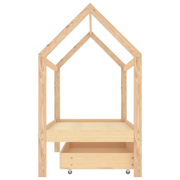 vidaXL Ramme for barneseng med skuff heltre furu 80x160 cm