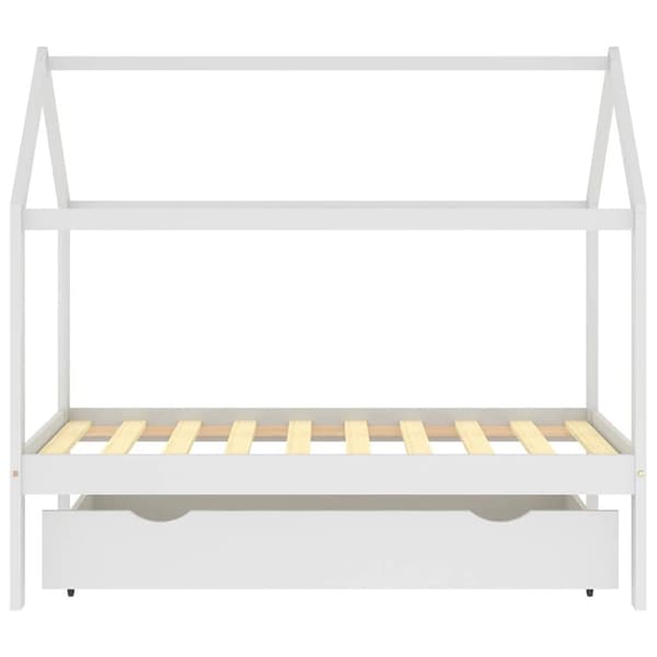 vidaXL sengestel til børneseng 80x160 cm med skuffe fyrretræ hvid