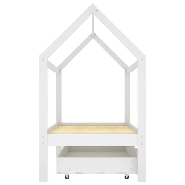 vidaXL Ramme for barneseng med skuff heltre furu hvit 80x160 cm