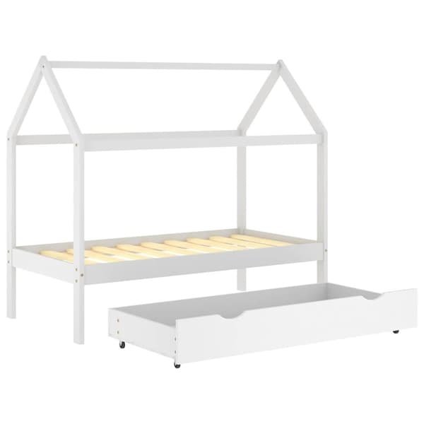 vidaXL Ramme for barneseng med skuff heltre furu hvit 80x160 cm