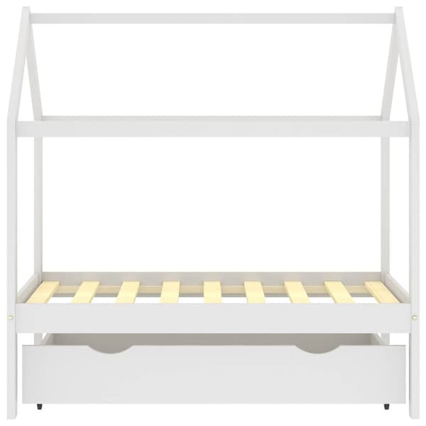 vidaXL Ramme for barneseng med skuff hvit heltre furu 70x140 cm