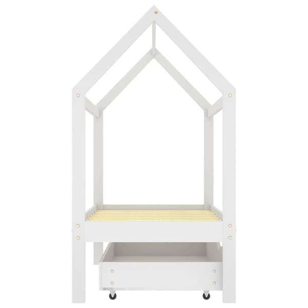 vidaXL Ramme for barneseng med skuff hvit heltre furu 70x140 cm