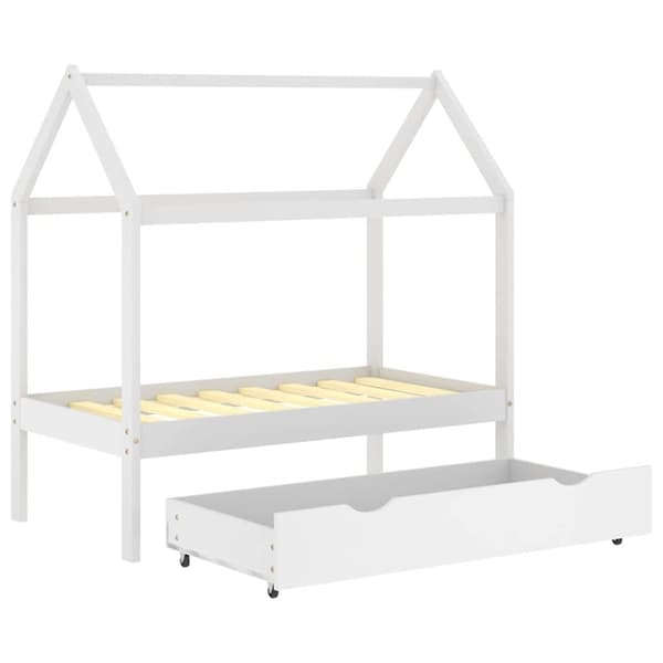 vidaXL sengestel til børneseng 70x140 cm med skuffe fyrretræ hvid