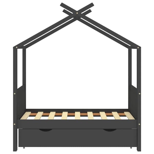vidaXL Lasten sängynrunko laatikolla t.harmaa täysi mänty 70x140 cm