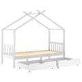 Pikkukuva 5 / 7: vidaXL Lasten sängynrunko laatikoilla valkoinen täysi mänty 90x200 cm