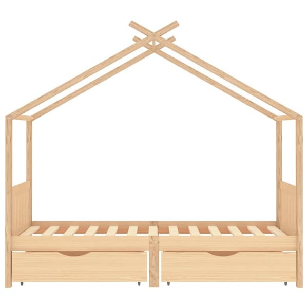 vidaXL Sengeramme for barn med skuffer heltre furu 90x200 cm