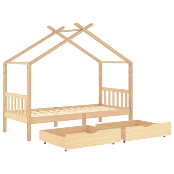 vidaXL Sengeramme for barn med skuffer heltre furu 90x200 cm