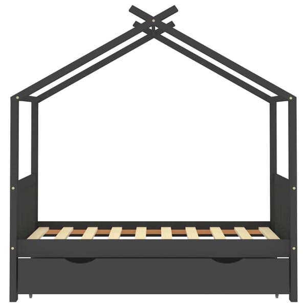 vidaXL Barnsäng med låda mörkgrå massiv furu 80x160 cm