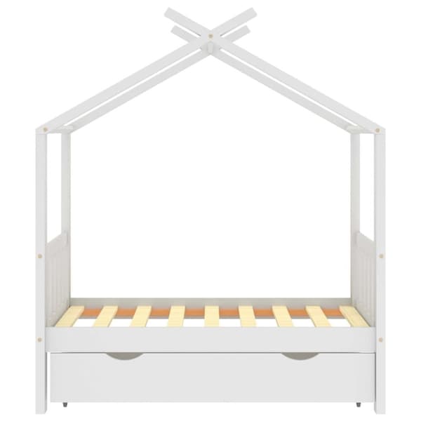 vidaXL Barnsäng med låda vit massiv furu 70x140 cm