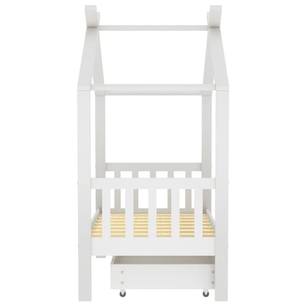 vidaXL Barnsäng med låda vit massiv furu 70x140 cm
