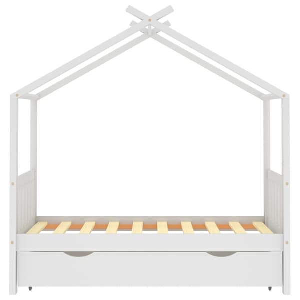 vidaXL Barnsäng med låda vit massiv furu 80x160 cm