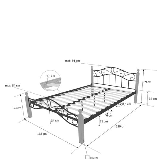 Enkeltseng - Metalstel - Sort - Stel 920 - 160x200 Cm