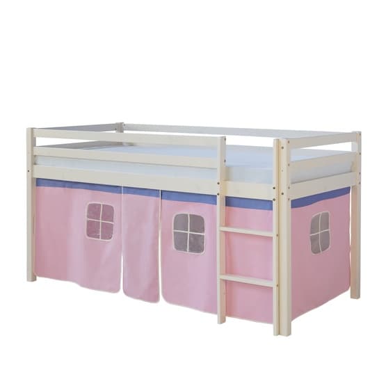 Loftsäng Med Gardin - Rosa