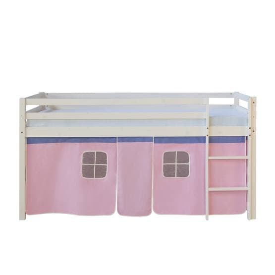 Loftsäng Med Gardin - Rosa