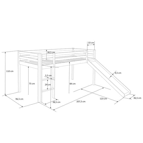 Loftsäng Med Gardin - Rutschkana - Tunnel - Blå