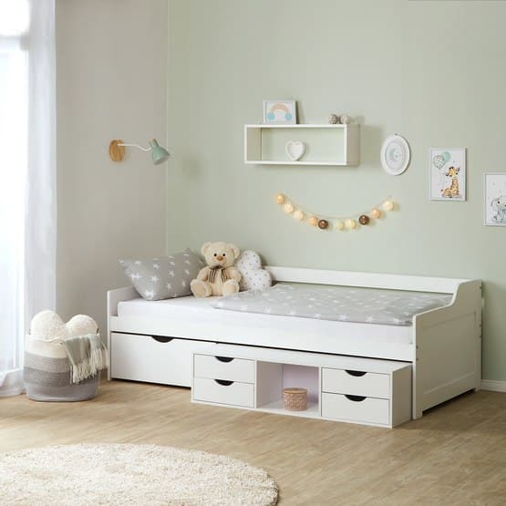 Enkelsäng - Soffa Med Lådor - Vit