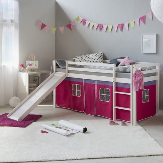 Loftseng med gardin - Pink gardiner - Rutsjebane