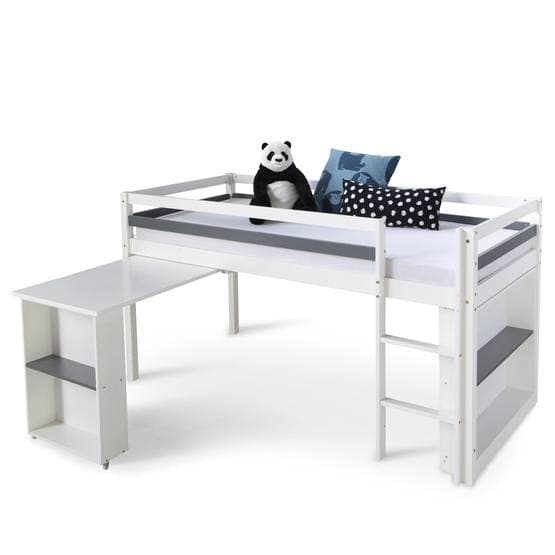 Loftsäng - Vit - Inklusive hylla och skrivbord