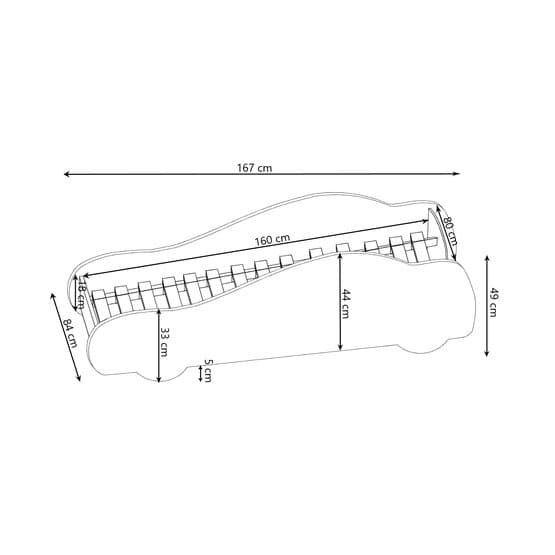 Tremmeseng - Bil Med Madras - Racer - 140 x 70 Cm