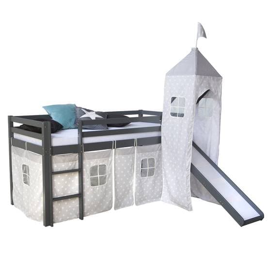 Loftseng Med Gardin - Rutsjebane - Tårn - Grå - Stjerner - 90x200