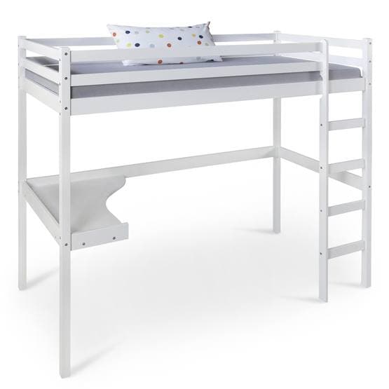 Hög Loftsäng - Med skrivbord - Vit
