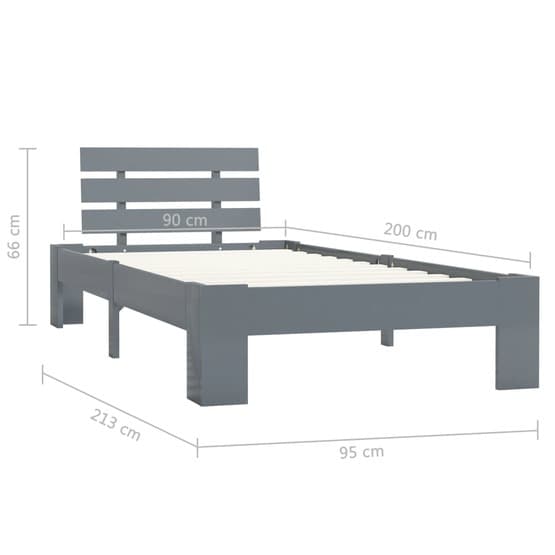 Sängram Grå Massiv Furu Med Huvudgavel 90X200 Cm