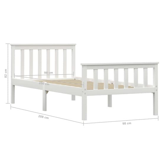 Sängram Vit Furu Fot Och Huvudgavel 90X200 Cm