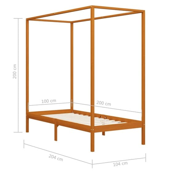 Sängram Himmelsäng Honungsbrun Massiv Furu 100X200 Cm
