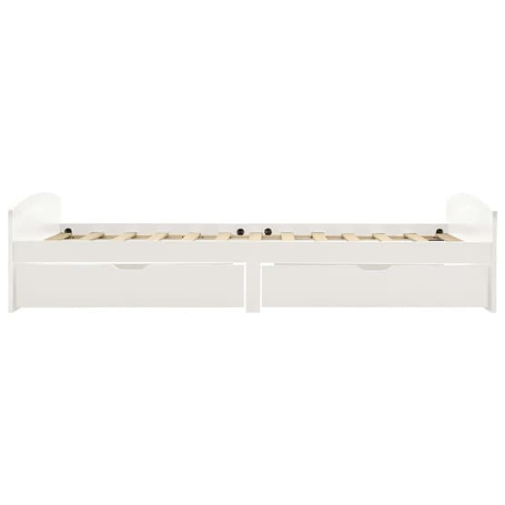 Sängram Med 2 Lådor Vit Massiv Furu 90X200 Cm