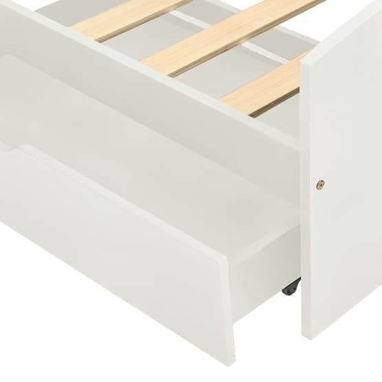 Sängram Med 2 Lådor Vit Massiv Furu 90X200 Cm