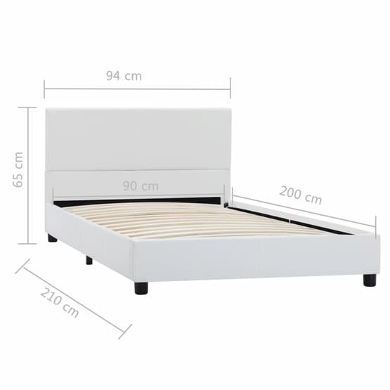Sängram Vit Konstläder Huvudända 90X200 Cm