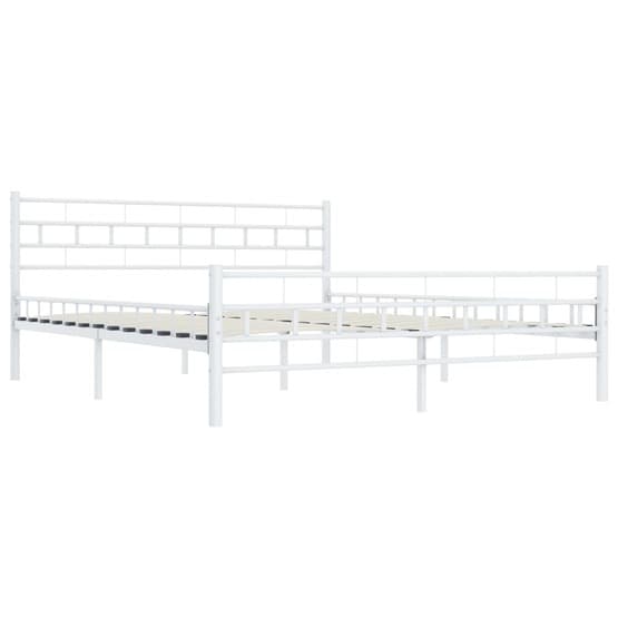 Sängram Vit Metall Rutor 140X200 Cm