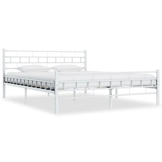 Sängram Vit Metall Rutor 140X200 Cm