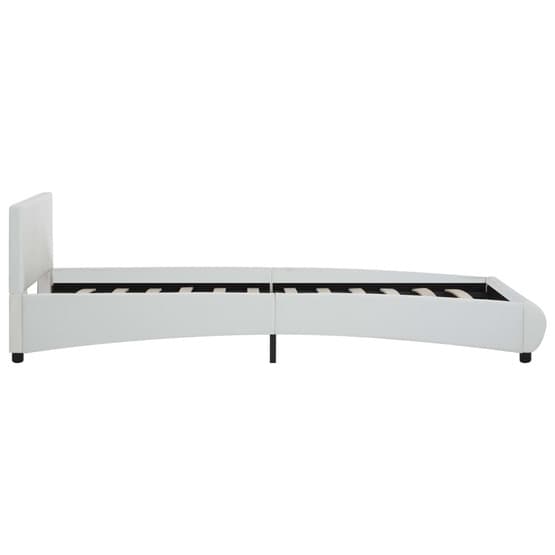 Sängram Med Led Vit Konstläder Oval 100X200 Cm