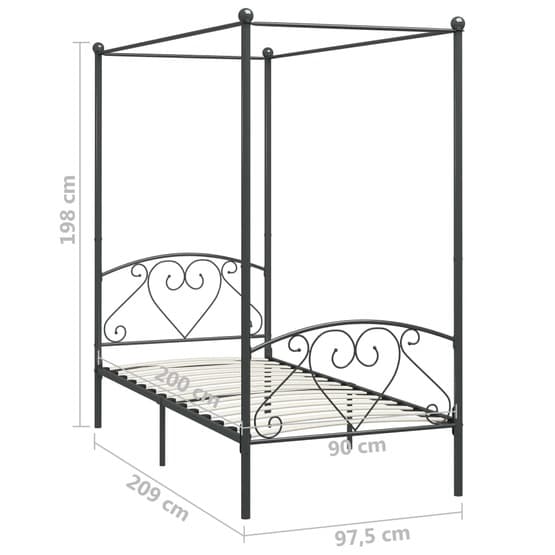 Himmelsäng Grå Metall Med Hjärta 90X200 Cm