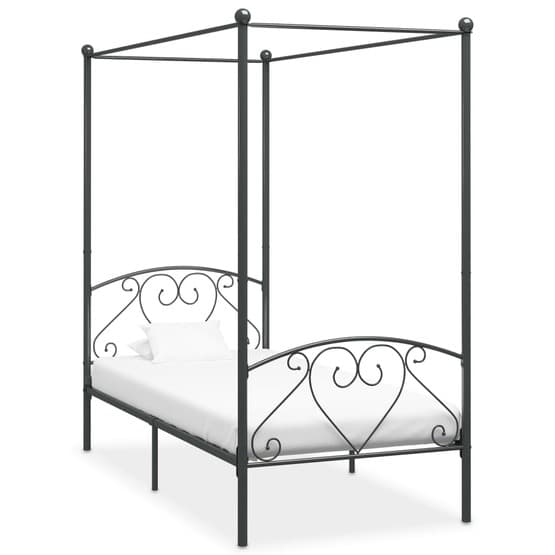 Himmelsäng Grå Metall Med Hjärta 90X200 Cm