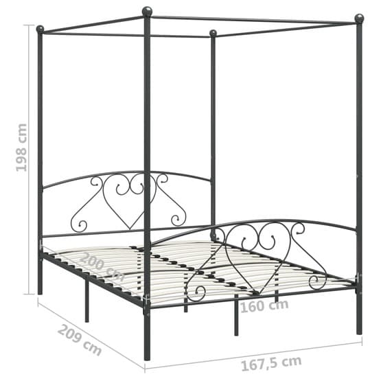 Himmelsäng Grå Metall Med Hjärta 160X200 Cm