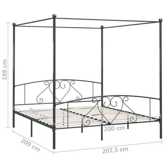 Himmelsäng Grå Metall Med Hjärta 200X200 Cm
