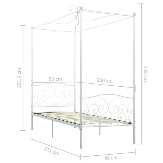 Himmelsäng Vit Metall 90X200 Cm