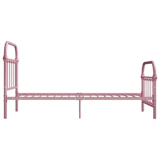 Sängram Rosa Metall Fot Och Huvudgavel 90X200 Cm