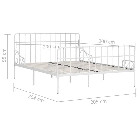 Sängram Med Ribbotten Vit Metall 200X200 Cm