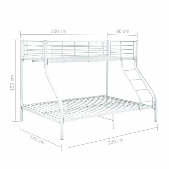 Våningssäng Vit Metall 140X200/90X200 Cm