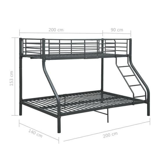 Våningssäng Svart Metall 140X200/90X200 Cm