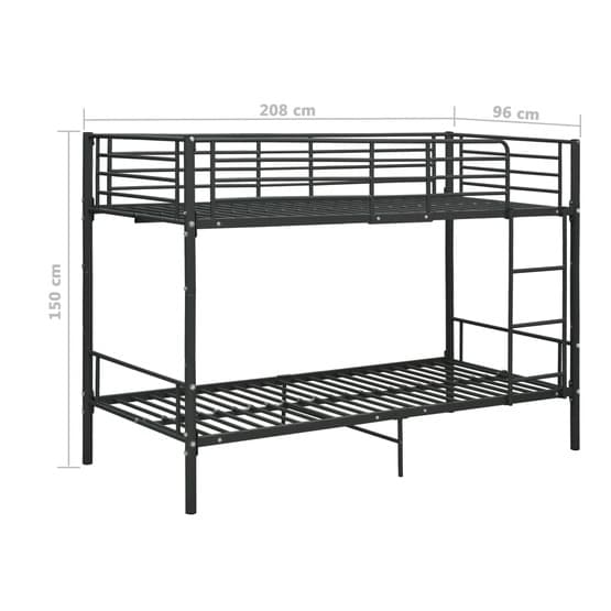 Våningssäng Svart Metall 90X200 Cm