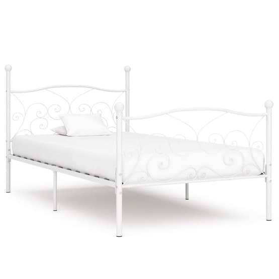 Sängram Med Ribbotten Vit Metall 200X100 Cm