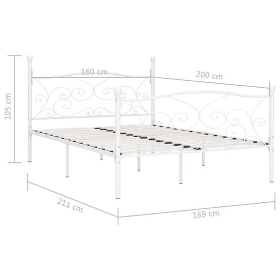 Sängram Med Ribbotten Vit Metall 200X160 Cm