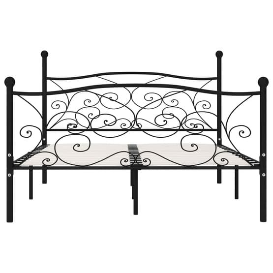 Sängram Med Ribbotten Svart Metall 200X120 Cm