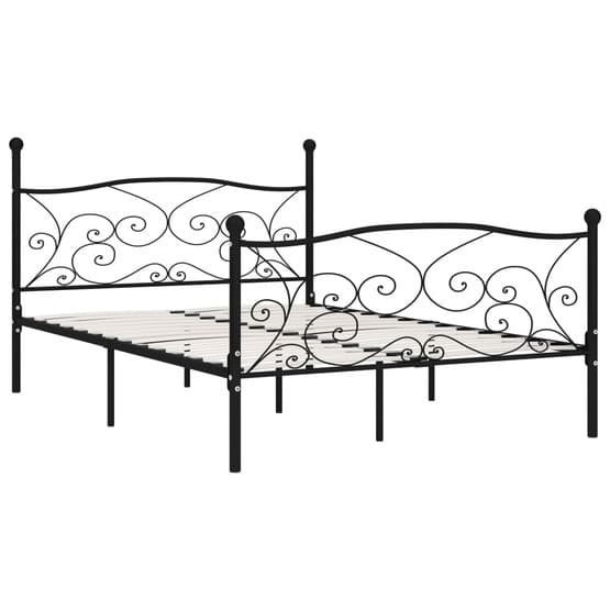 Sängram Med Ribbotten Svart Metall 200X120 Cm